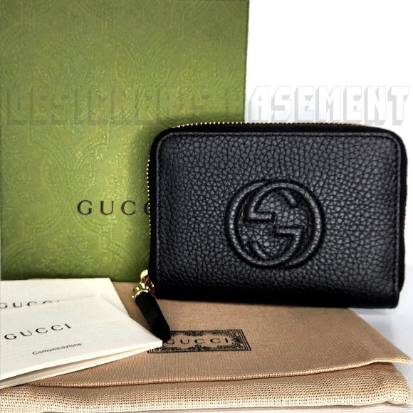 GUCCI black leather Mini SOHO Interlocking G Bamboo Tassel zip around wallet NIB - Picture 1 of 8